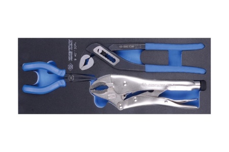 Набор плоскогубцев, переставных клещей и зажима, ложемент, 3шт KING TONY 9-40113GPV