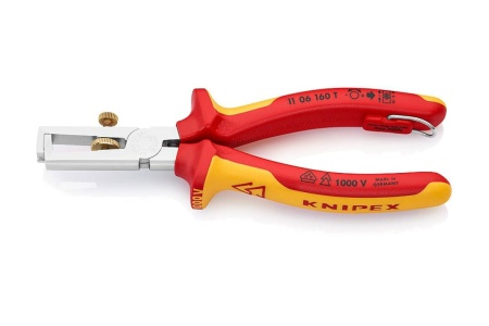 Инструмент для удаления изоляции со страховочным креплением 160 мм KNIPEX KN-1106160TBK Инструмент для удаления изоляции со страховочным креплением 160 мм KNIPEX KN-1106160TBK