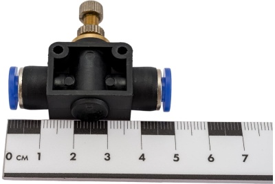Фитинг цанговый с краником прямой 6 мм - 6 мм Pegas pneumatic 6008
