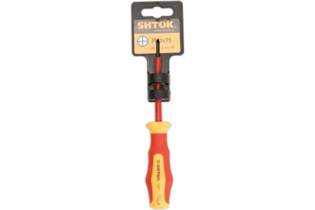 Диэлектрическая крестовая отвертка SHTOK 1000В Ph0x75 мм 09204