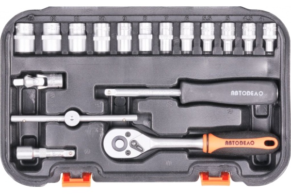 Набор торцевых головок АвтоDело 1/4" DR 17 предметов 39917 13700