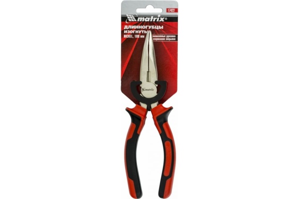 Изогнутые никелированные длинногубцы 180 мм MATRIX NICKEL 17422