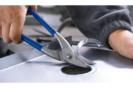 Ножницы по металлу ERDI для прорезания отверстий, левые, рез 1.0 мм, 225 мм ER-D107-250L