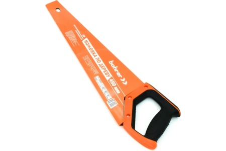 Ножовка по дереву BOHRER 450 мм, сталь 65Mn, каленые зубья, 2D заточка, шаг 7TPI универсальный зуб, двухкомпонентная рукоятка 44222450