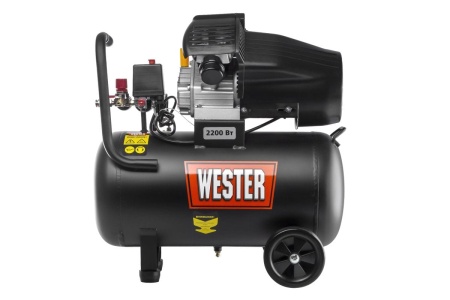 Компрессор WESTER WK2200/50PRO поршневой масляный, 2200 Вт, 330л/мин, 8бар 631636