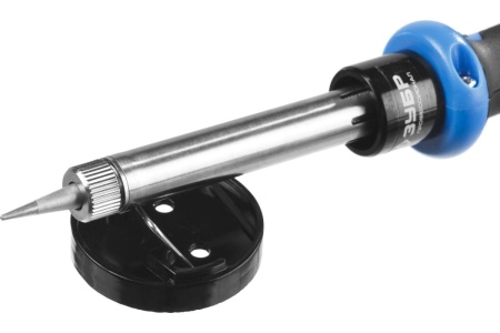 Электропаяльник ЗУБР Профессионал 60Вт, двухкомпонентная рукоятка, в наборе припой и подставка, 55402-60_z01