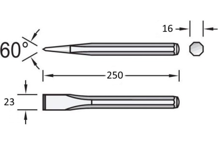 Плоское зубило NORGAU 23x250 мм N97-23X250 075315250