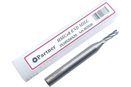 Фреза концевая Серия 302 (3х10х55 мм; HSSЕ; 4-х перая; хв-к 6 мм) Partner 302030