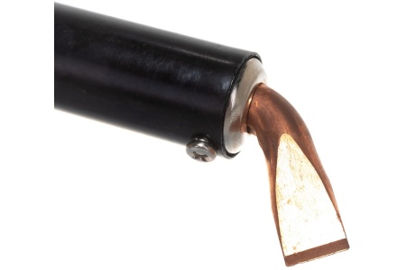 Электропаяльник Зубр Мастер для лужения с деревянной рукояткой и долговечным жалом форма клин 150 Вт 55405-150_z01