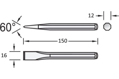 Плоское зубило NORGAU 16x150 мм N97-16X150 075315150