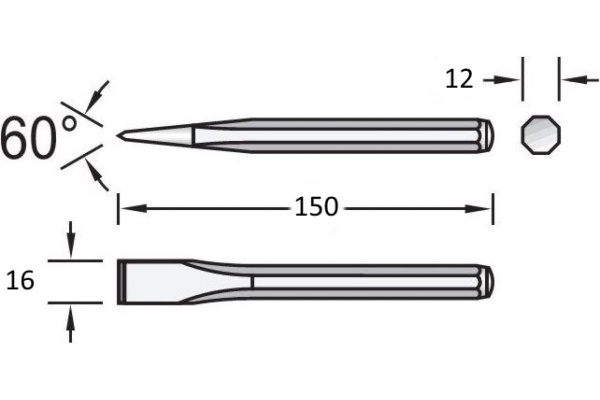 Плоское зубило NORGAU 16x150 мм N97-16X150 075315150
