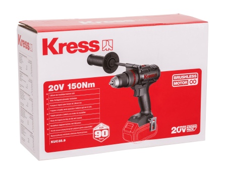 Дрель-шуруповерт аккумуляторная ударная бесщеточная KRESS KUC35.9, 20В, 150Нм, без АКБ и ЗУ, коробка