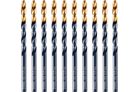 Сверло по металлу Golden Tip 4.8 мм, HSS-Tin, 10 шт, DIN 338 Denzel 717212