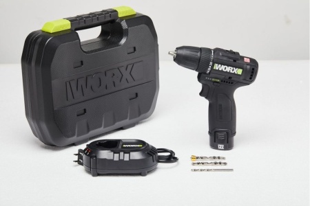 Аккумуляторная дрель-шуруповерт WORX Professional WE210.2 бесщеточный, 12В, 38Нм, 2Ач х2, ЗУ 1.5 Ач WE210.2
