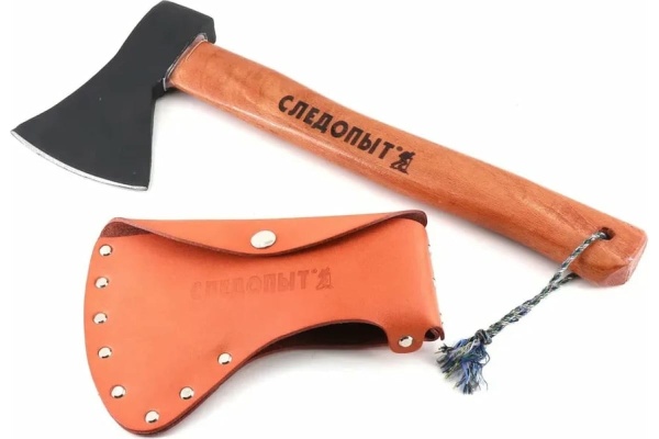 Туристический топор Следопыт 390x155x110 мм, 995 г, в кожаном чехле PF-AT-08