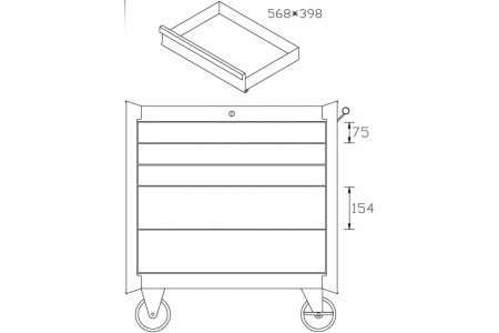 Инструментальная тележка на колесах, 5 ящиков, красная Станкоимпорт BTD-271051CIS red