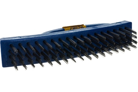 Металлическая ручная щетка ТУНДРА закаленная проволока, пластиковая с рукояткой, 4-рядная 3110017