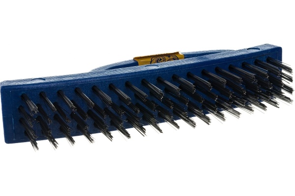 Металлическая ручная щетка ТУНДРА закаленная проволока, пластиковая с рукояткой, 4-рядная 3110017