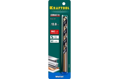 Сверло по металлу COBALT HSS-Co 8% сталь М42 (13х151 мм) Kraftool 29656-13