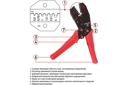 Кримпер для обжима штыревых наконечников 0.5 - 4.0 мм2 REXANT ht-301 E tl-336 E 12-3013