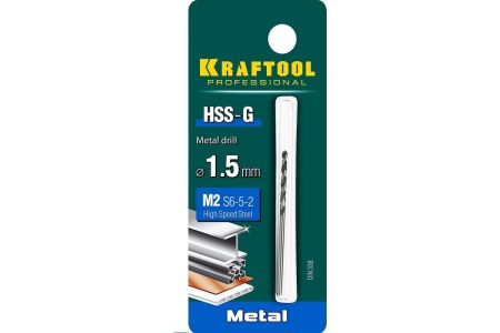 Сверло по металлу HSS-G сталь М2 (1.5х40 мм) Kraftool 29651-1.5 Сверло по металлу HSS-G сталь М2 (1.5х40 мм) Kraftool 29651-1.5