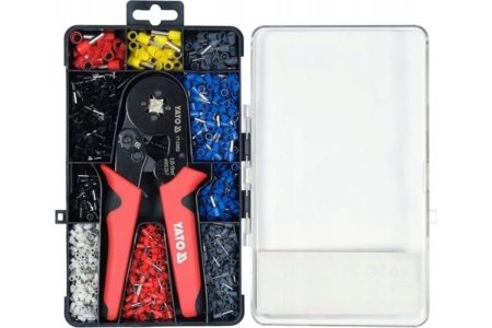 Клещи для опрессовки гильзовых разъемов YATO на проводах 0,25-10 мм2, 1200 шт. гильзовых разъемов YT-23052