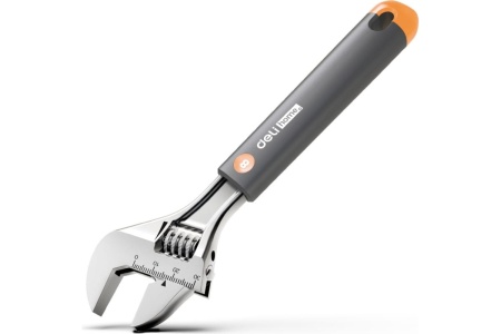Разводной ключ DELI Home Series Gray HT1508c 200 мм, Soft Touch рукоять, лазерная гравировка шкалы, эксклюзивный дизайн, подарочная упаковка 112881