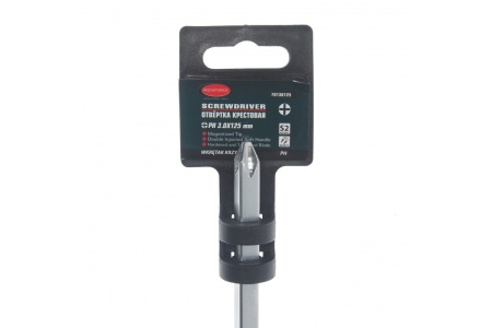 Крестовая магнитная отвертка ROCKFORCE Profi S2 PH3.0х125мм, в пластиковом держателе RF-70130125