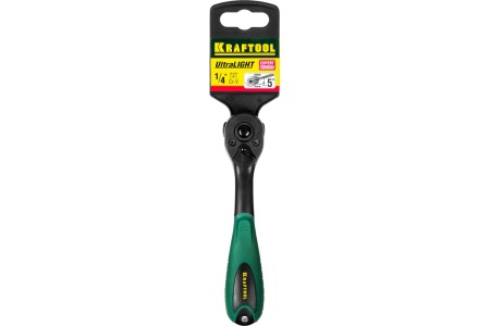 Трещотка для торцовых головок Kraftool EXPERT, Сr-V сталь, 72 зубца, пластиковое покрытие, 1/4" 27796-1/4_z02
