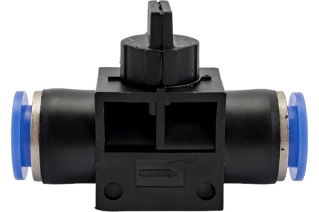Прямой фитинг цанговый с краном 12 мм - 12 мм Pegas pneumatic 6007