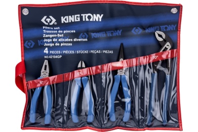 Набор пассатижей, плоскогубцев и бокорезов 4шт KING TONY 42104GP01