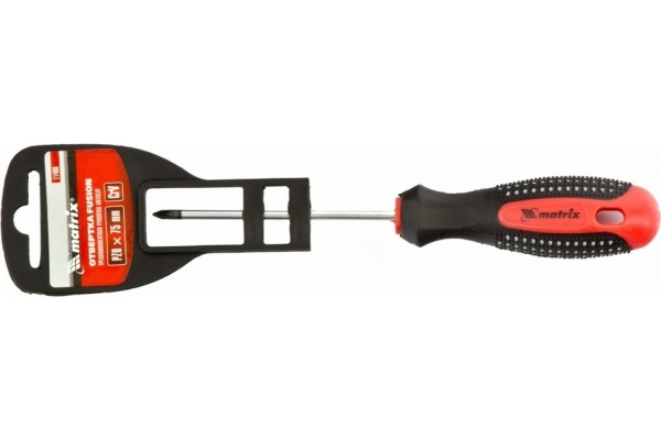 Отвертка MATRIX Fusion PZ0x75 мм, CrV, 3-х компонентная рукоятка anti slip 11400