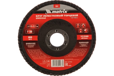 Круг лепестковый торцевой (125х22.2 мм; P100) MATRIX 74047