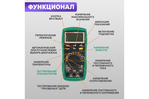 Универсальный мультиметр MASTECH MS8221C 13-2056