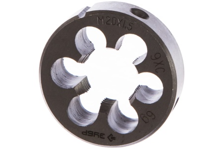 Круглая ручная плашка для нарезания метрической резьбы, мелкий шаг, Зубр "МАСТЕР" М20x1,5 4-28022-20-1.5