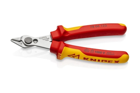 Прецизионные бокорезы KNIPEX Electronic Super Knips VDE, без фаски, L-125 мм, INOX KN-7806125