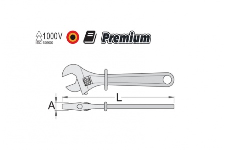Разводной ключ Unior изолированный VDE 1000V, D32мм, L=250мм 3838909168500