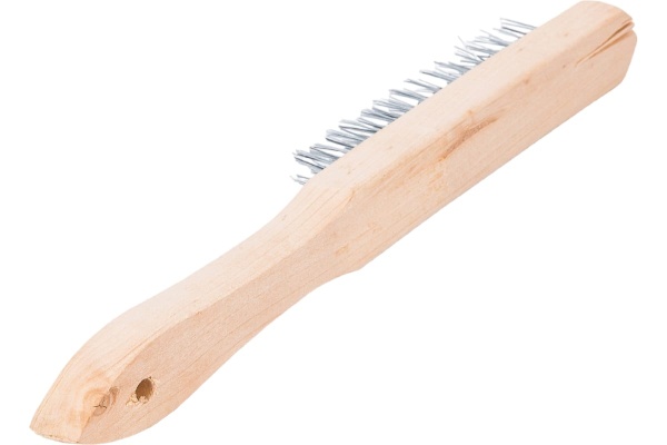 Щетка РемоКолор проволочная, стальная, деревянная рукоятка, 3 ряда, 11-1-003