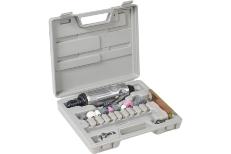 Пневматическая прямая шлифовальная машинка с оснасткой Airline 16 предметов, кейс ATBR041