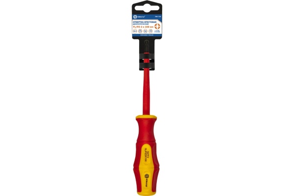 Диэлектрическая отвертка КОБАЛЬТ Ultra Grip FL/PZ-2x100 мм, CR-V, двухкомпонентная рукоятка 799-734