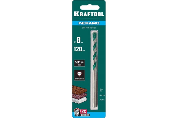 Сверло по керамограниту KRAFTOOL Keramo 8x120 мм 29175-120-8