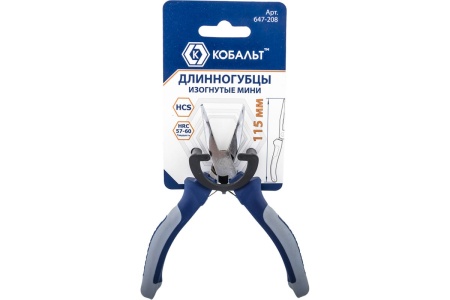 Длинногубцы изогнутые мини 115 мм КОБАЛЬТ 647-208