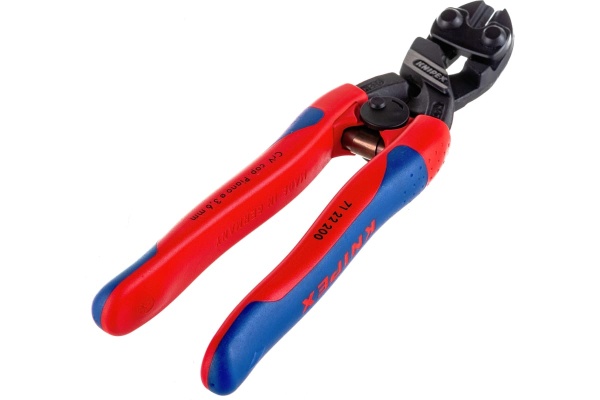 Болторез Knipex, CoBolt, компактный, с пружиной, голова 20 градусов, 200 мм, черный, 2К ручки, KN-7122200SB