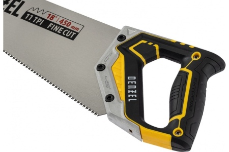 Ножовка по дереву Denzel, 450 мм, 11 TPI, зуб 3D, металлопластиковая рукоятка 24141