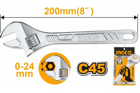 Разводной ключ INGCO 200 мм HADW131082 Разводной ключ INGCO 200 мм HADW131082