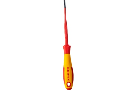 Отвертка KNIPEX SL4.0x0.8 шлицевая тонкая VDE, L  лезвия 100 мм, 1000V, 2-комп. рук-ка KN-982040SL