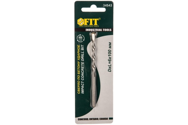 Сверло победитовое ударное по бетону (6х100 мм) FIT IT 34543