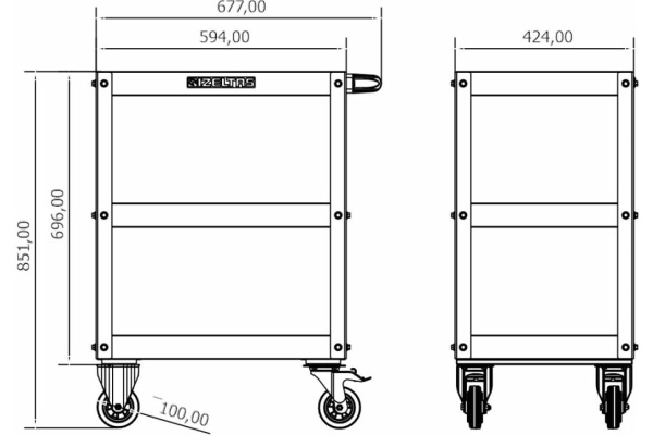Тележка без инструментов IZELTAS 3 полки 8550348001 Тележка без инструментов IZELTAS 3 полки 8550348001