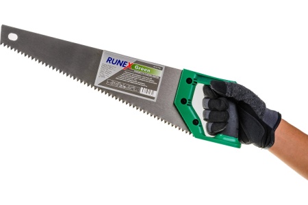 Ножовка по сырой древесине Runex Green 400мм прямой крупный зуб 577441
