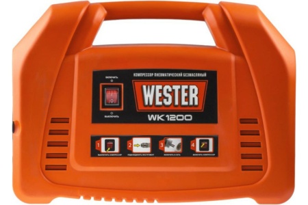 Компрессор WESTER WK1200 безмасляный, 1100 Вт, 180 л/мин, 8 бар 631306
